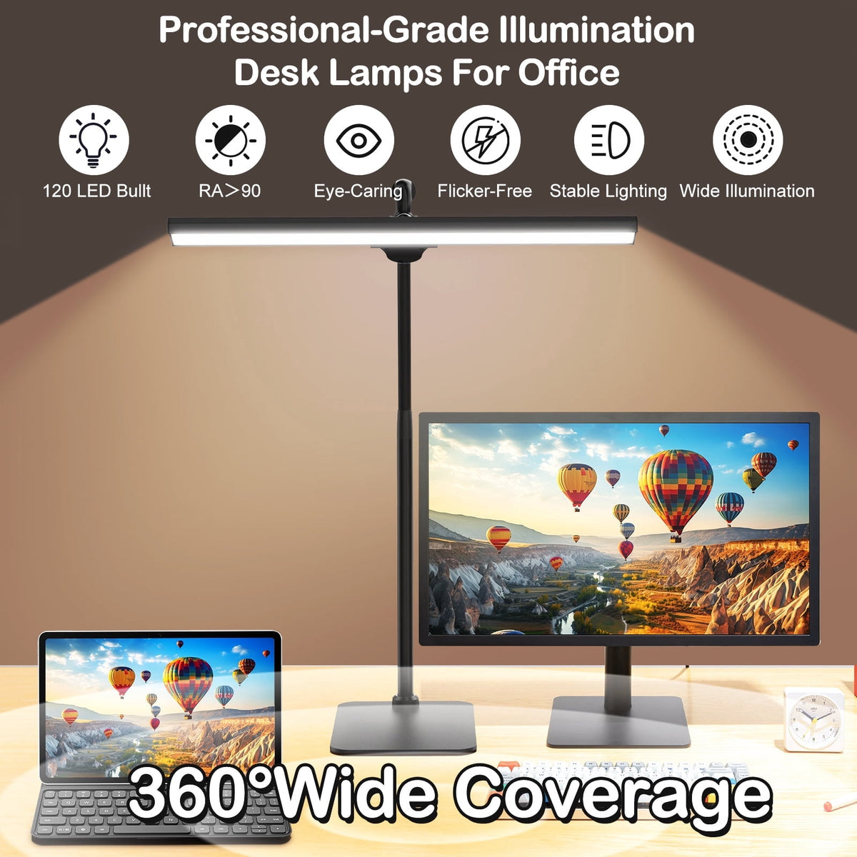 Sinaa Light Lococo LED Desk Lamp, Tall Gooseneck, 5-Level Dimmable Brightness & Color