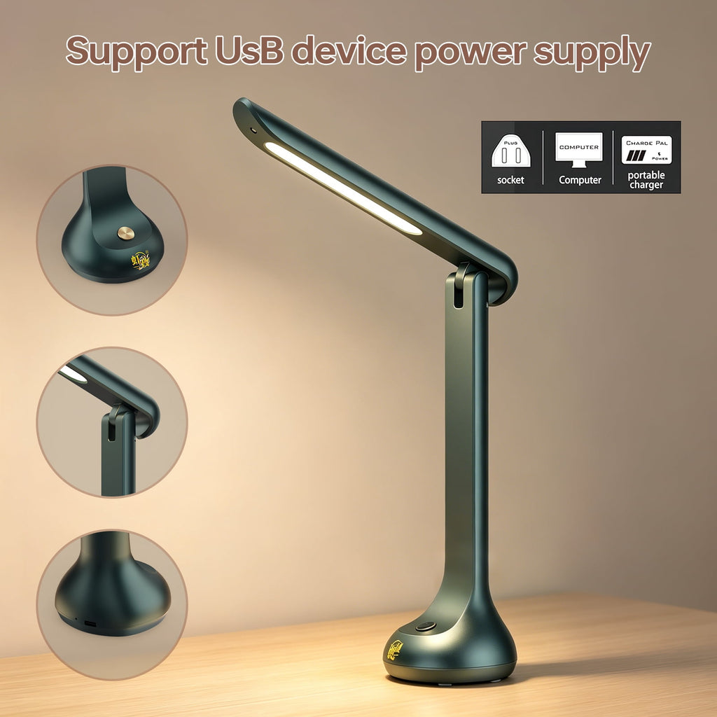 Sinaa Light Cordless Rechargeable LED Desk Lamp, Dark Green, Adjustable Head