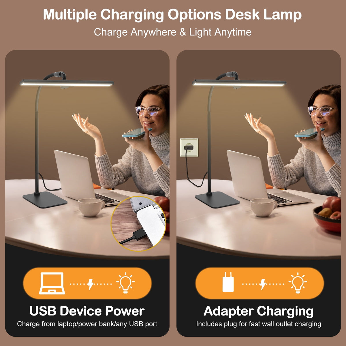 Sinaa Light Lococo LED Desk Lamp, Tall Gooseneck, 5-Level Dimmable Brightness & Color