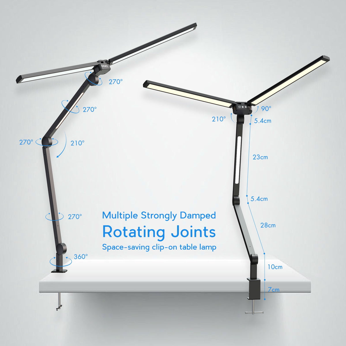 Sinaa Light CAALOGT LED Desk Lamp, Dual Head 3-Light with Remote Control and Stepless