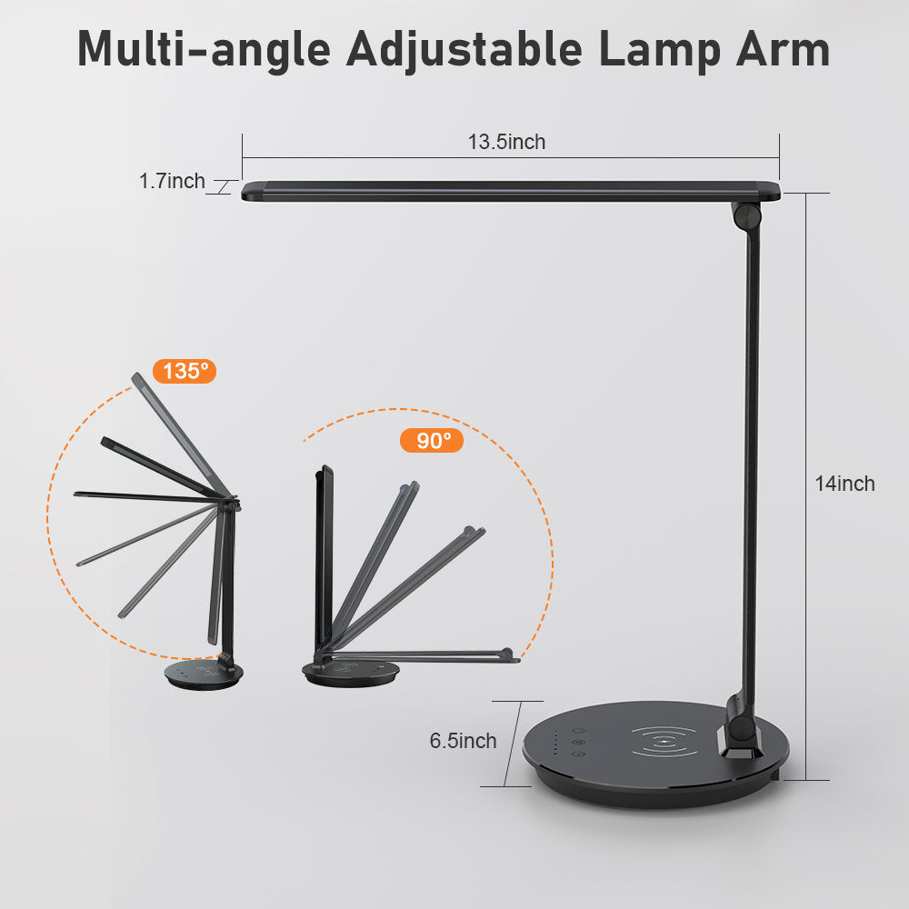 Sinaa Light LED Desk Lamp with Usb Port Wireless Charging Charger Touch Control 5
