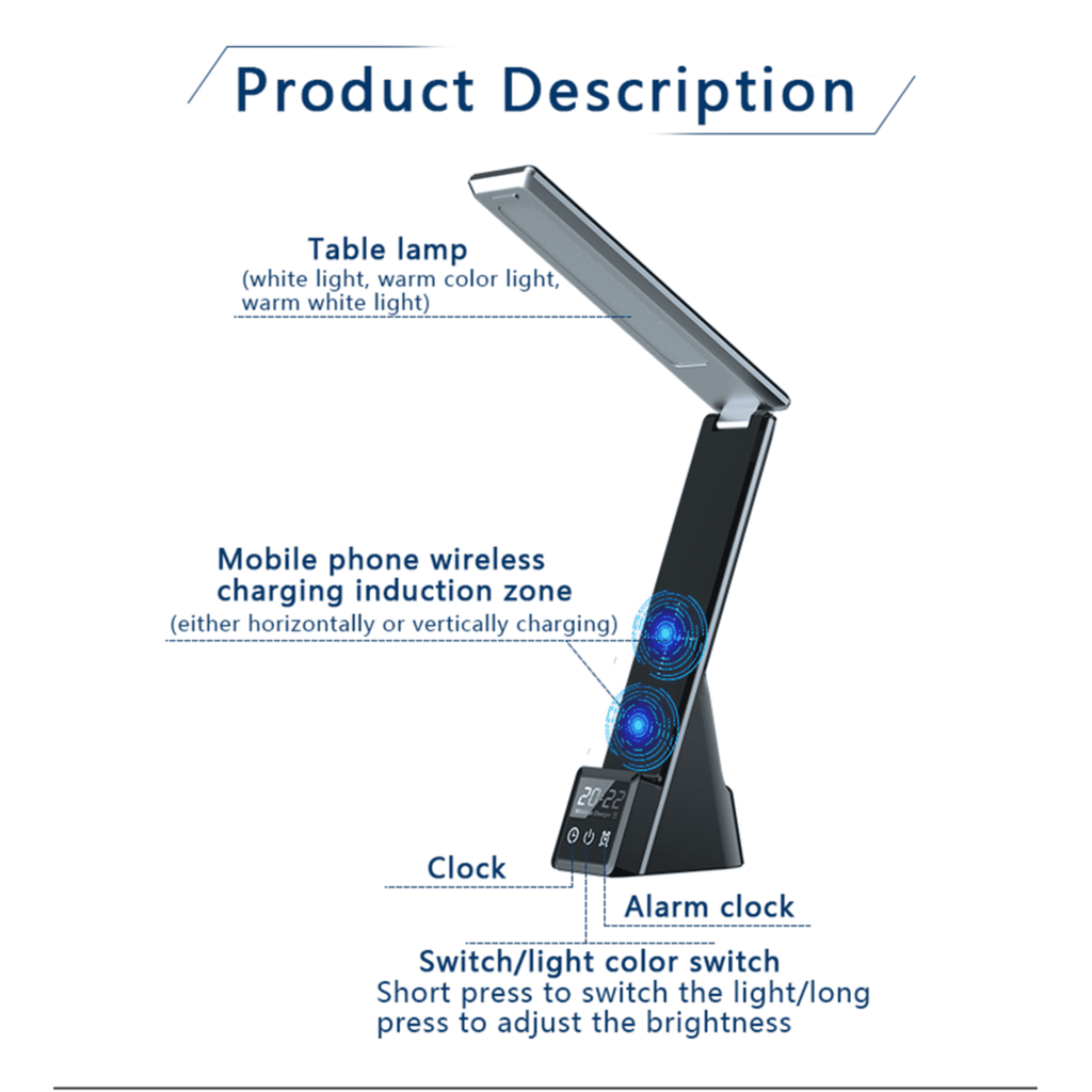 Sinaa Light LED Desk Lamp with Wireless Charging,7-in-1 Touch Control Table Lamp,15W