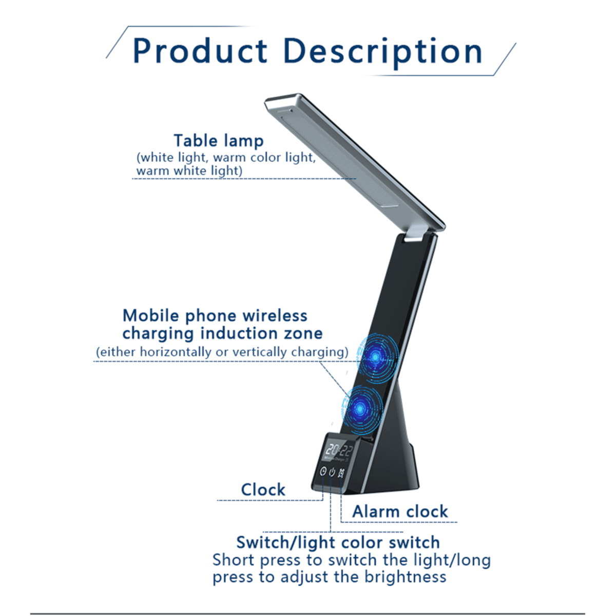 Sinaa Light LED Desk Lamp with Wireless Charging,7-in-1 Touch Control Table Lamp,15W