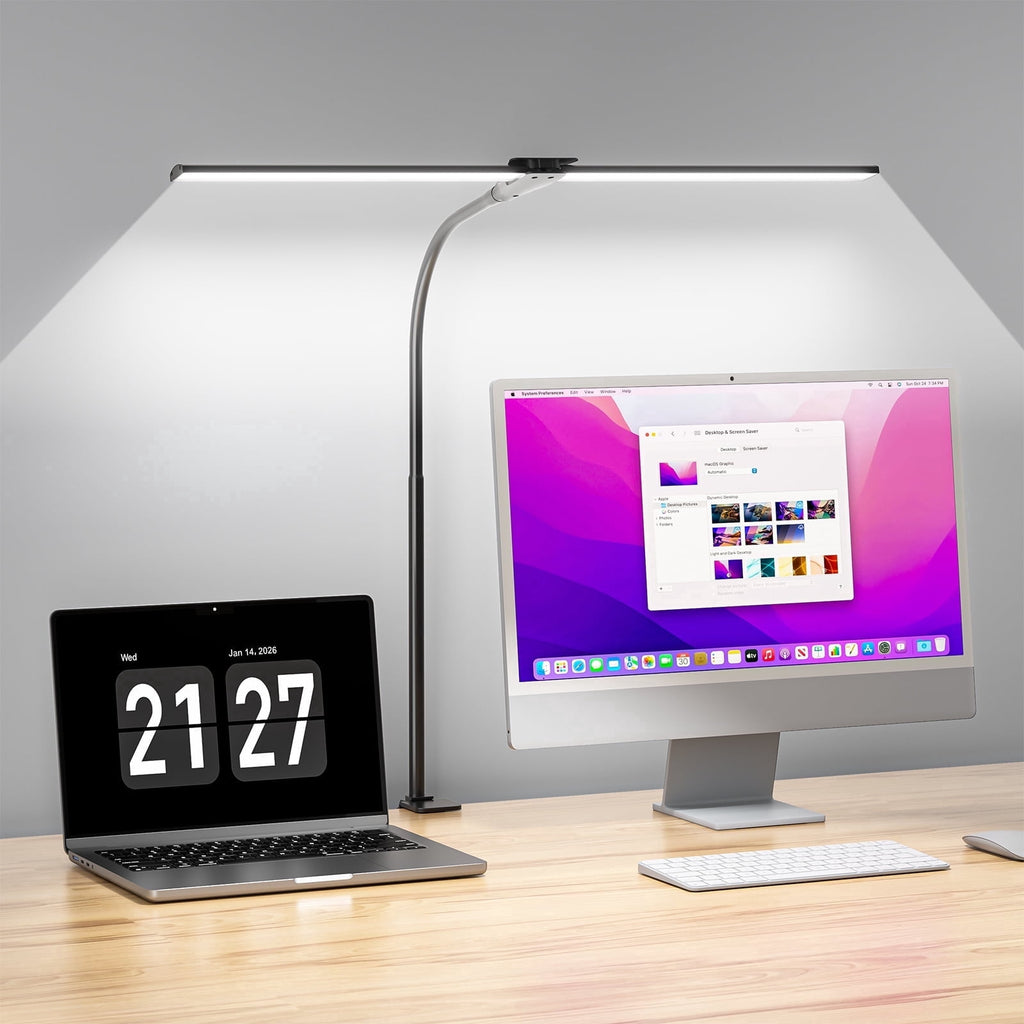 Sinaa Light LED Desk Lamps for Home Office, Double Head Monitor Light- Flexible Hose,
