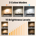 Sinaa Light LED Desk Lamp, Clip-on Desk Lamp with 3 Color & 10 Brightness, Dimmable