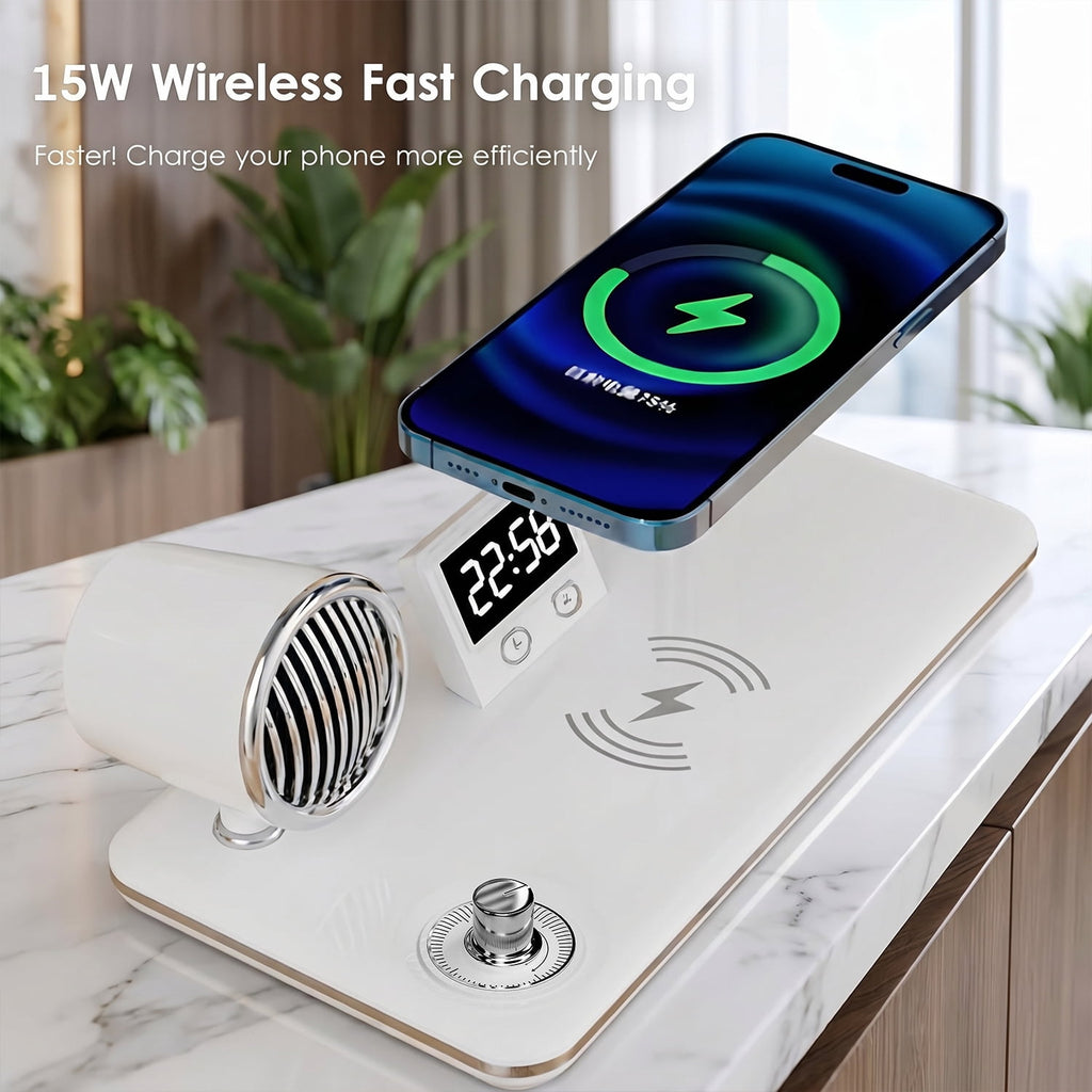 Sinaa Light Behome 4-in-1 Desk Lamp with Wireless Charger, Digital Clock & Bluetooth