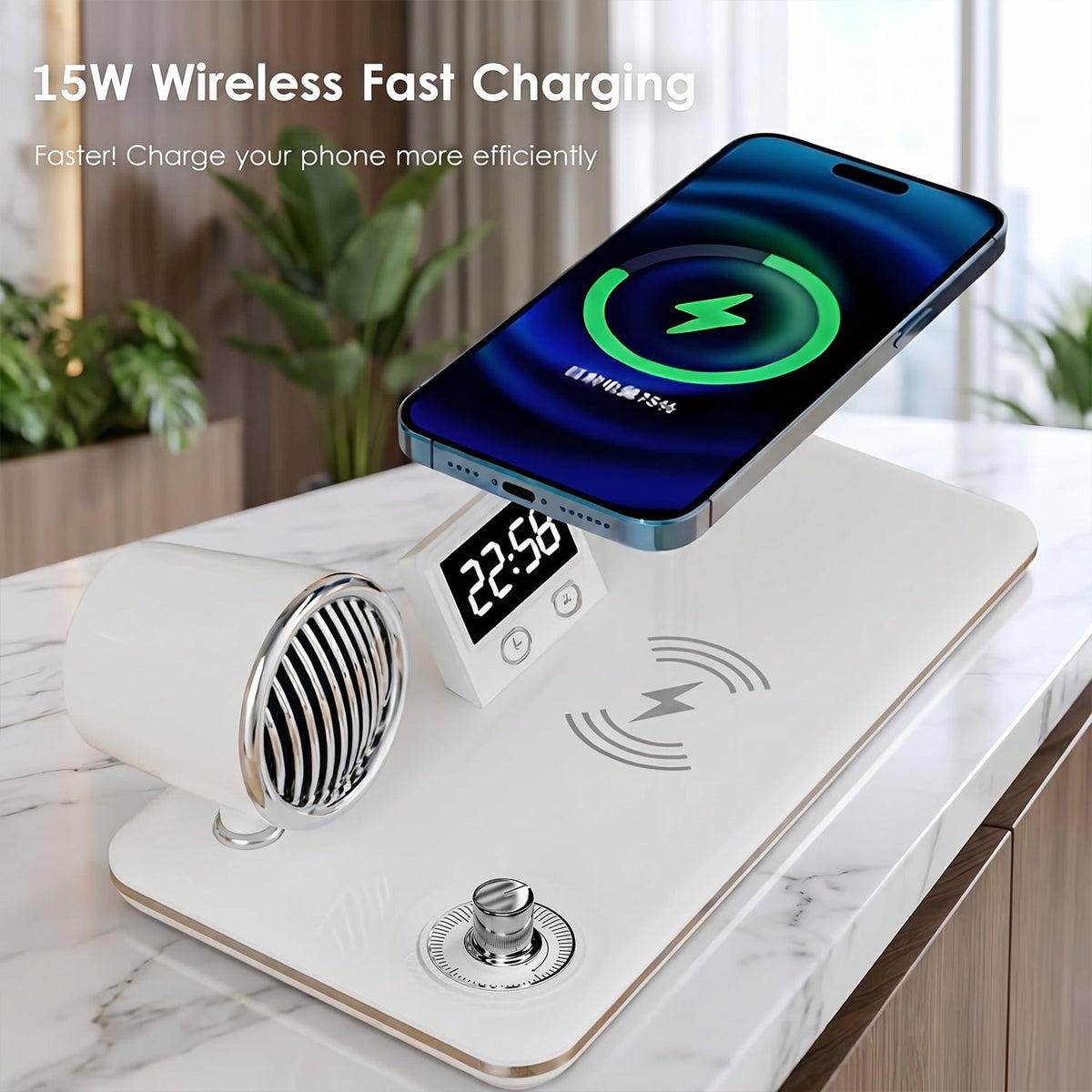 Sinaa Light Behome 4-in-1 Desk Lamp with Wireless Charger, Digital Clock & Bluetooth