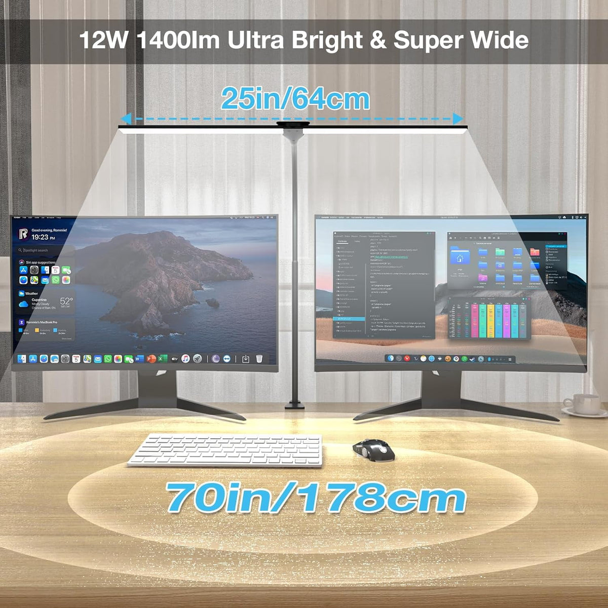 Sinaa Light LED Desk Lamps for Home Office, Double Head Monitor Light- Flexible Hose,