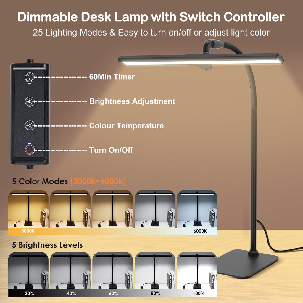 Sinaa Light Lococo LED Desk Lamp, Tall Gooseneck, 5-Level Dimmable Brightness & Color