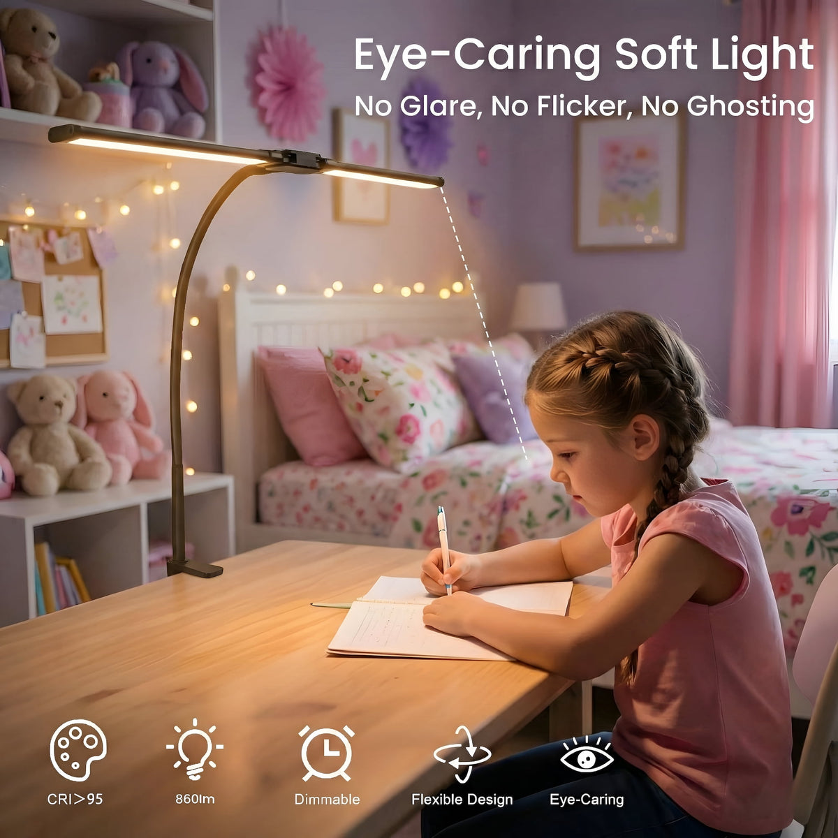 Sinaa Light GUPUP LED Clip-on Desk Lamp, Eye Caring Dimmable Reading Light, Usb Power