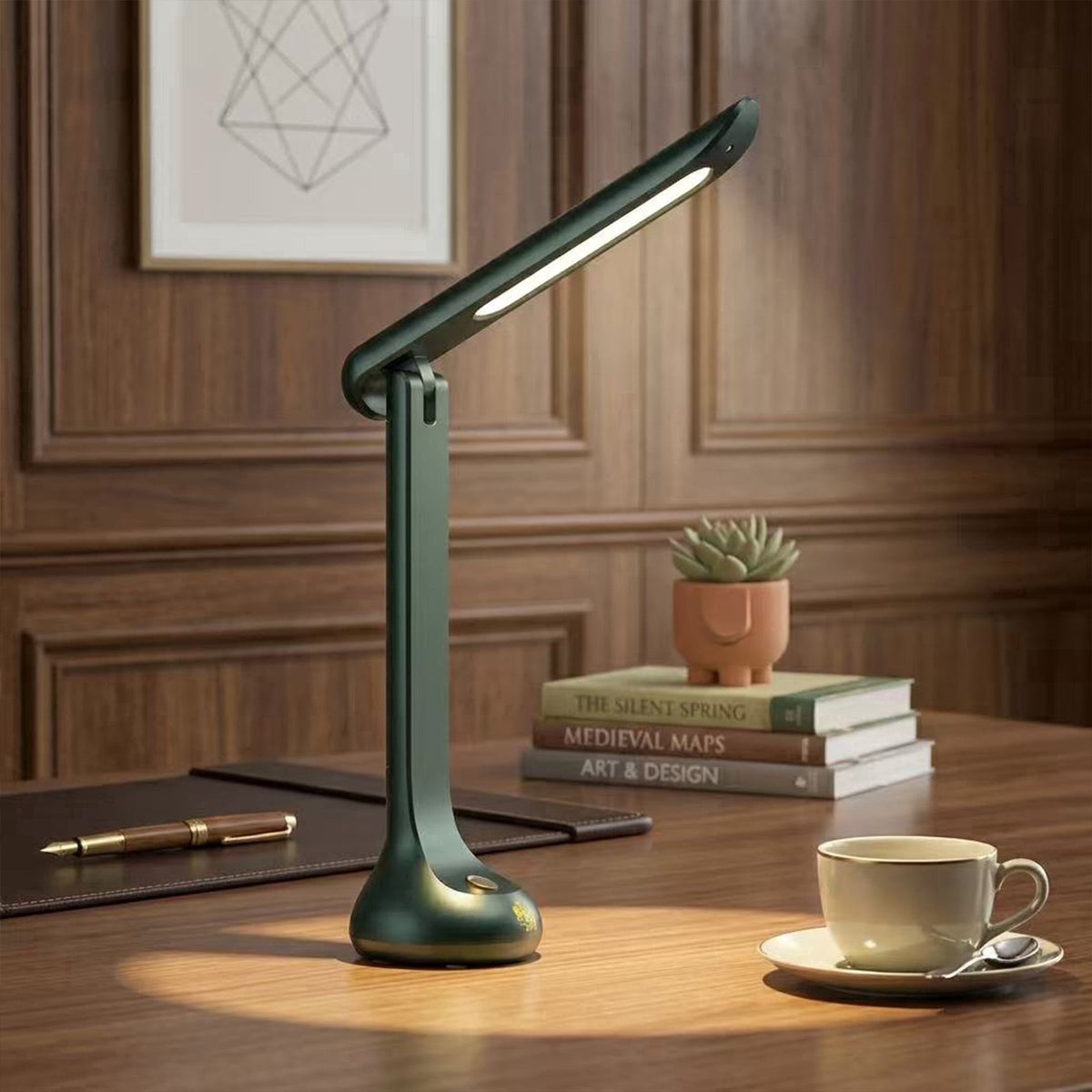 Sinaa Light Cordless Rechargeable LED Desk Lamp, Dark Green, Adjustable Head