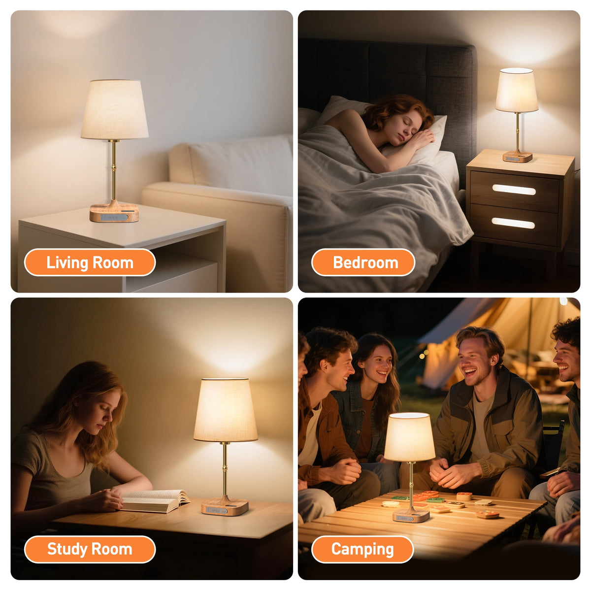 Sinaa Light Bedside Table Lamp for Bedroom, 3 Color Temperatures Cordless Bedside