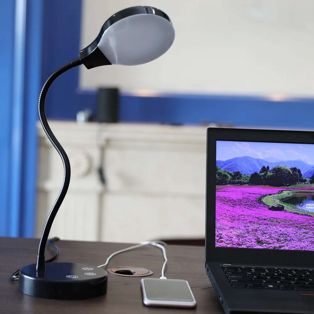 Sinaa Light LED Desk Lamp, 14.3 in, Dimmable Touch Control, Black Finish, 1-Pack