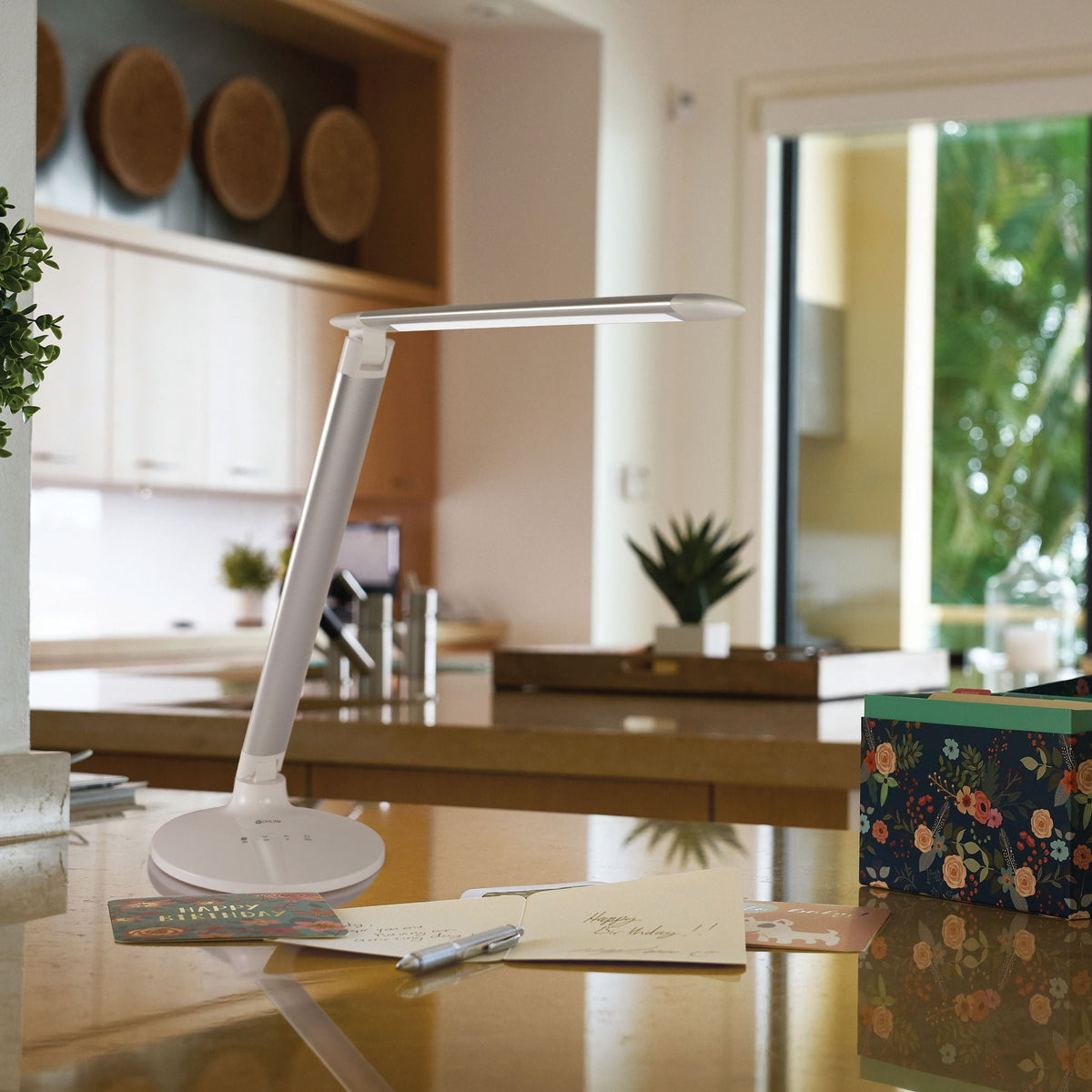 Sinaa Light OttLite Command LED Desk Lamp with Voice Assist- White, Google Home and